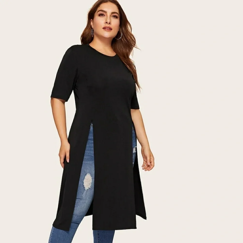 🆕PLUS Split Long line Tee - Picture 4 of 6